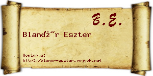 Blanár Eszter névjegykártya